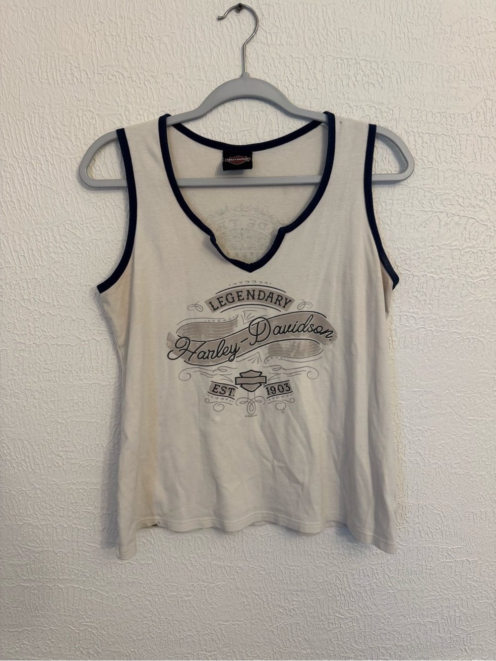 Harley-Davidson Cream Tank with Black Trim and Logo